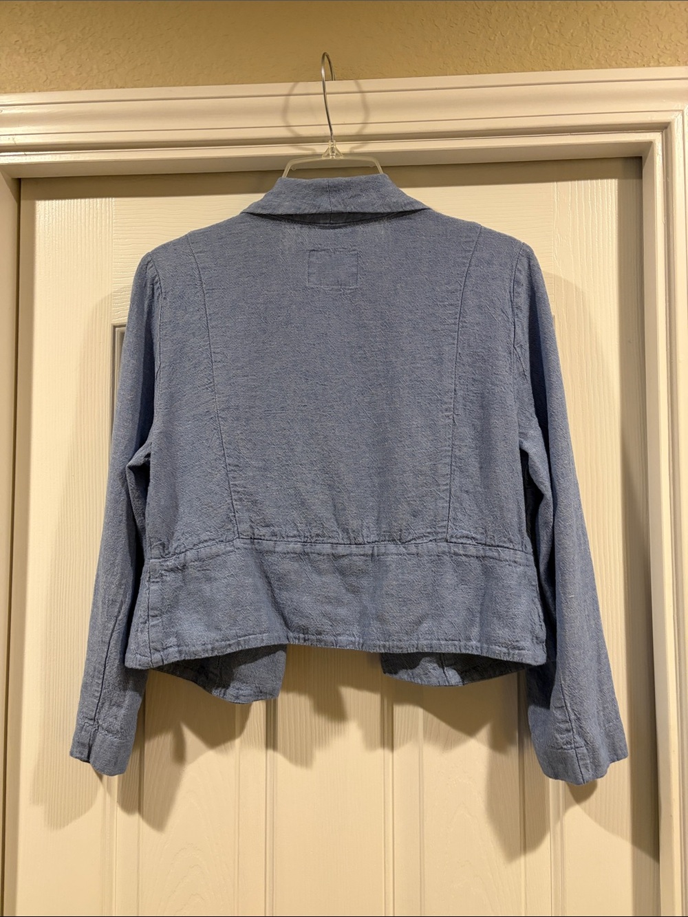 Old Navy Light Blue Open-Front cropped linen blend Jacket blazer size S - Picture 3 of 5